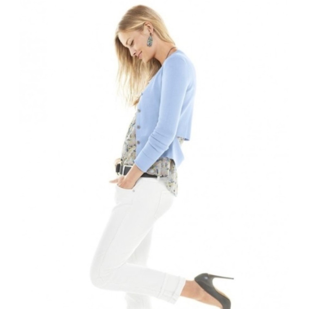 CAbi Cut Out Cardigan - Women's Blue Button Down Sweater with Cutout Medium